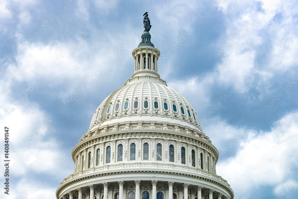 Fototapeta premium US Capitol in Washington, DC. Dome against a dramatic sky.