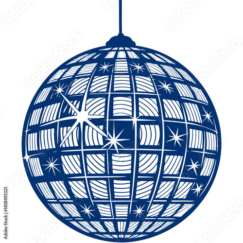 Minimalist Disco Ball Icon with Sparkles  