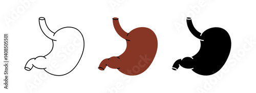 Stomach icon set. Human internal organ anatomy. Vector illustration.