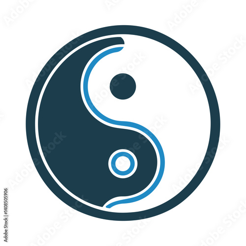 Minimalist Connection Point Vector Graphic - Flowing Water (Wu Wei) Gentle waves merging into a spiral, symbolizing effortless action