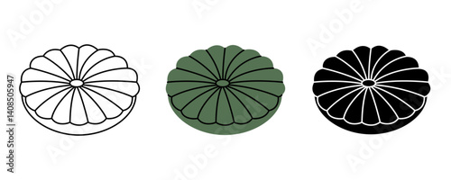 Circle pillows icon set. Comfortable fluffy pillows. Vector illustration.