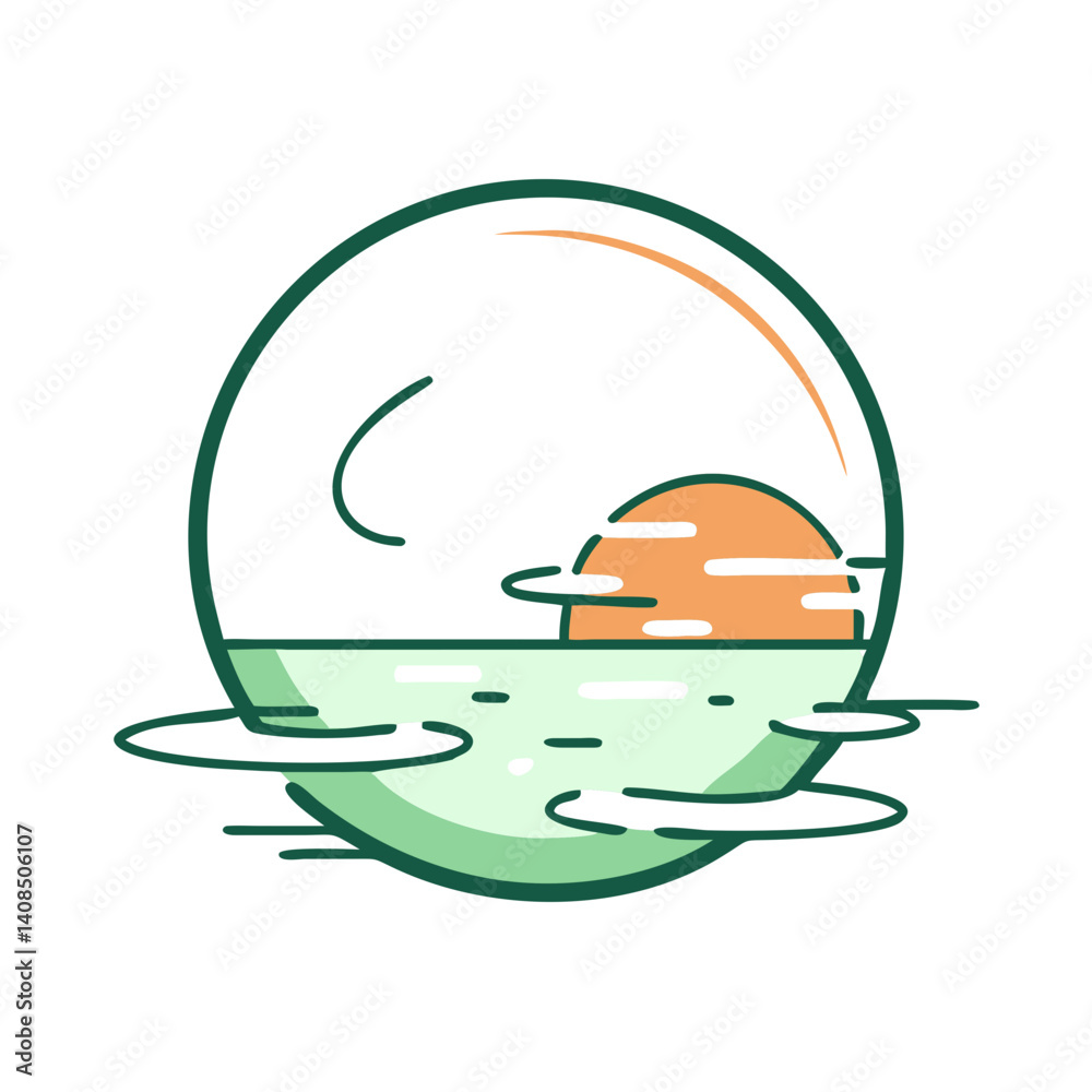 Fototapeta premium Minimalist moon reflection in water illustration 