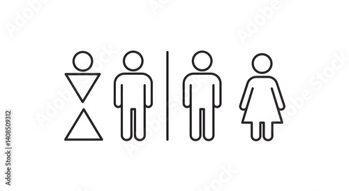 Gender Neutral Bathroom Sign Set With Male And Female Symbols