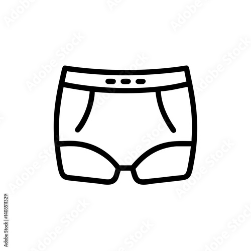 Illustration of outlined boxer briefs with three dots on the waistband and side seams visible