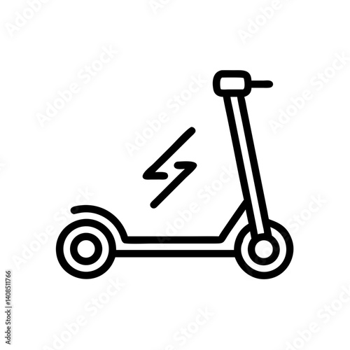 Illustration of an electric scooter with a lightning bolt symbol indicating its power source design is simple 100