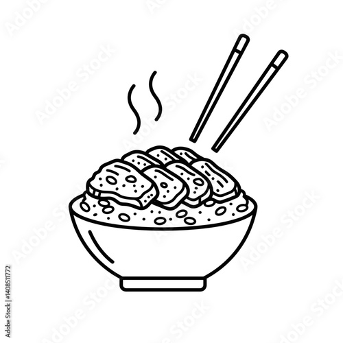 Bulgogi – marinated sliced beef, on rice 