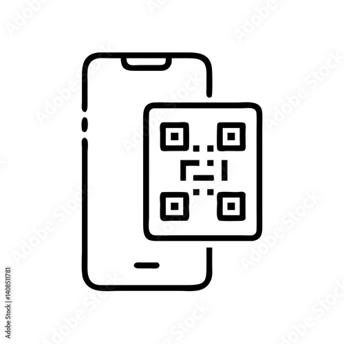 Smartphone displaying a qr code with a simple black and white design for scanning and information access
