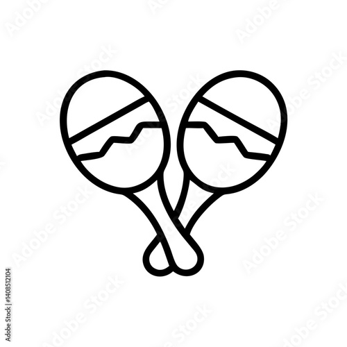 Illustration of two maracas with black outlines and simple design elements on a white background space