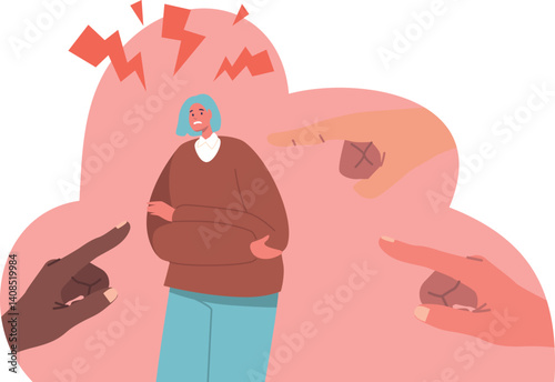 Woman afraid of gossip vector illustration
