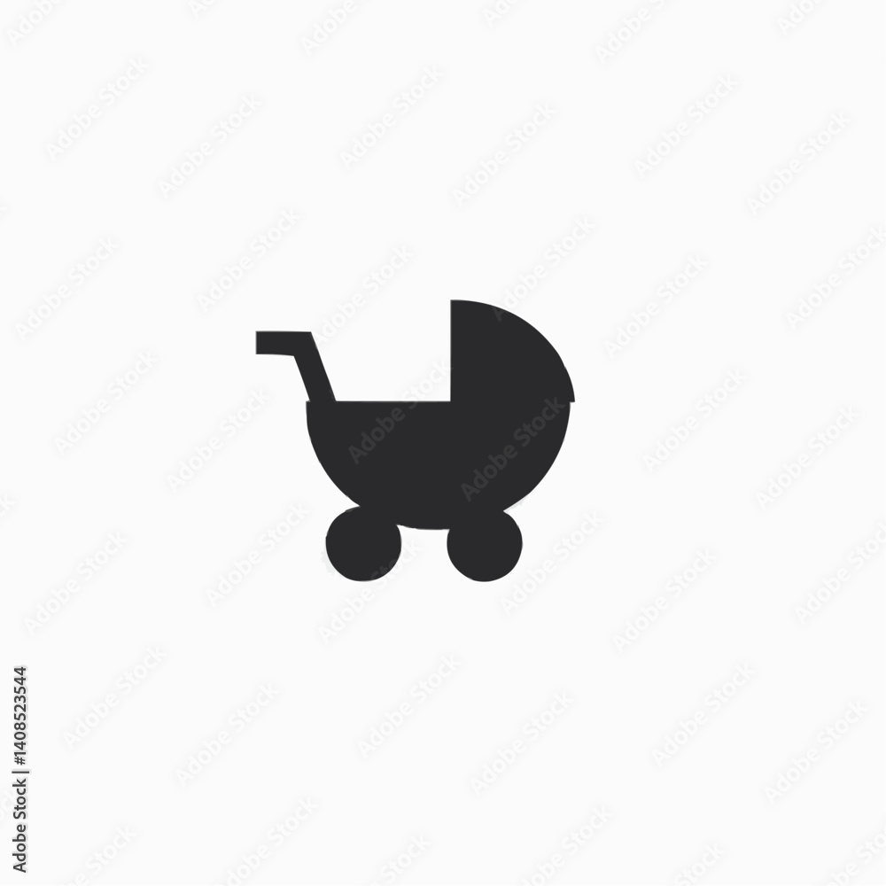 Simple Baby Stroller Icon, Black Silhouette
Simple Baby Stroller Icon, Black Silhouette