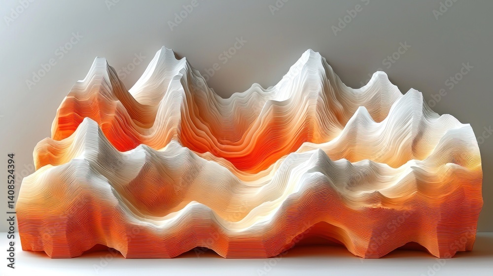 Abstract Orange and White Mountain Range Sculpture Abstract Orange and White Mountain Range Sculpture