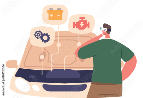Auto mechanic using vr goggles