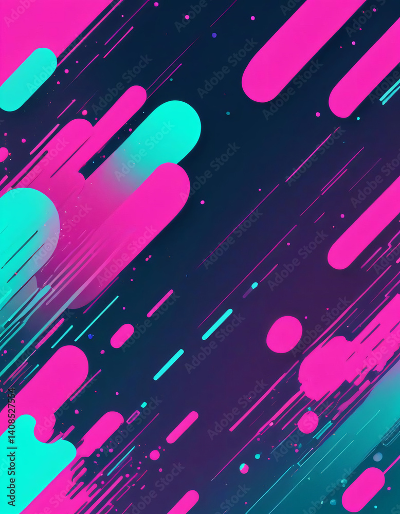 Abstract background featuring pink and teal rounded shapes and lines on a dark backdrop design created with generated ai Abstract background featuring pink and teal rounded shapes and lines on a dark backdrop design created with generated ai