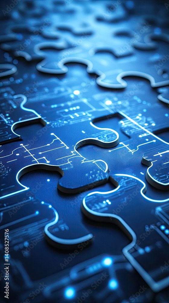 High-tech puzzle pieces illustrate intricate digital connections. High-tech puzzle pieces illustrate intricate digital connections.