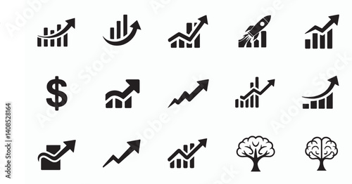 Growth Icons Vector Business, Finance, Investment, and Profit Symbols