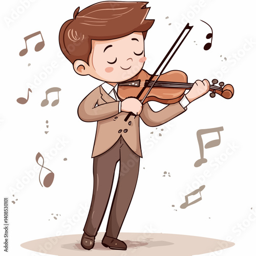 Violinist - Vector icon, isolated on white background  -  