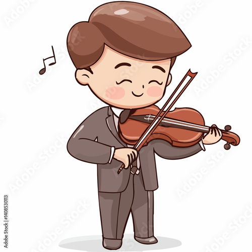 Violinist - Vector icon, isolated on white background  -  