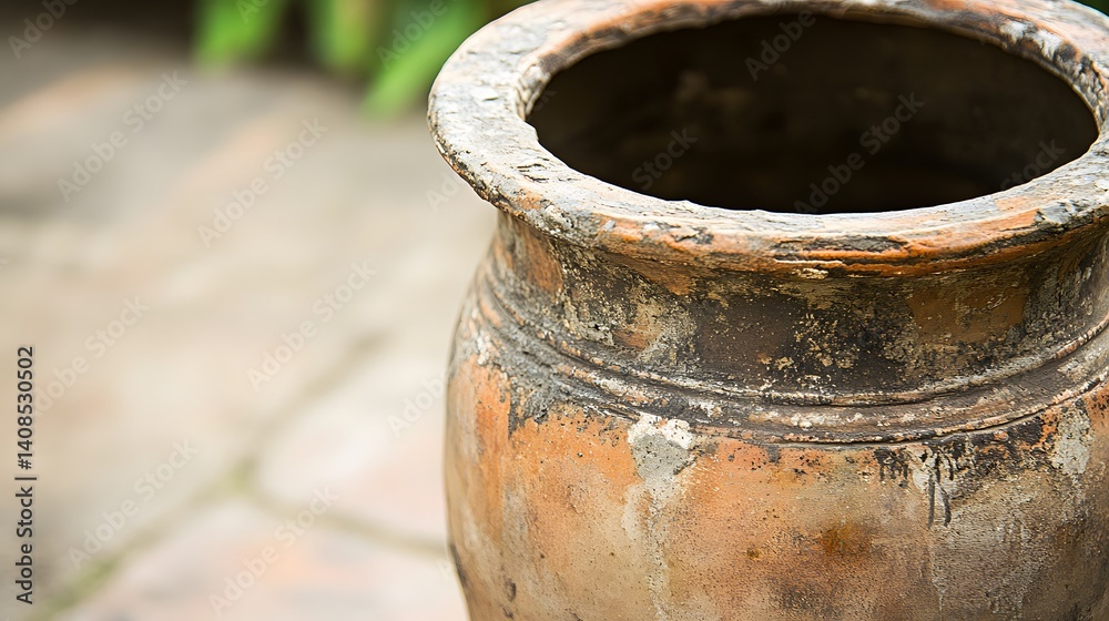 Obraz premium Aged Terracotta Pot Outdoor Garden Decor