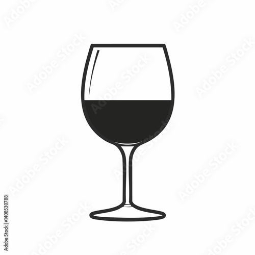 Wine Glass - Vector icon, isolated on white background  -  