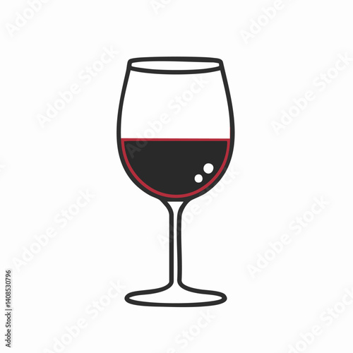 Wine Glass - Vector icon, isolated on white background  -  