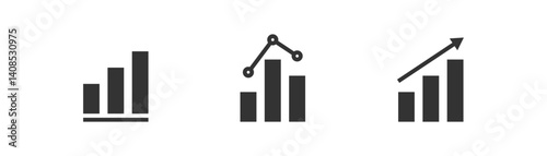 Growing bar graph icon set, Profit growing icon. Growth chart vector icon. Progress bar sign icon