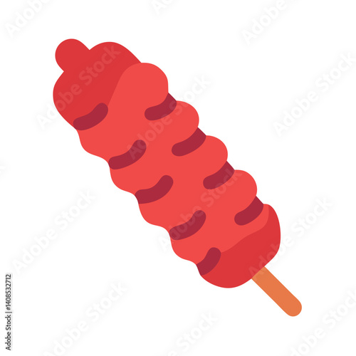Red Isaw Street Food Skewer Icon on Black