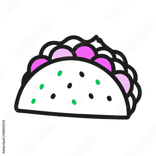 Stylized Cartoon Taco Illustration on a Black Background