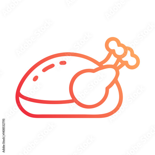 Roasted Chicken Icon in Gradient Color on Black
