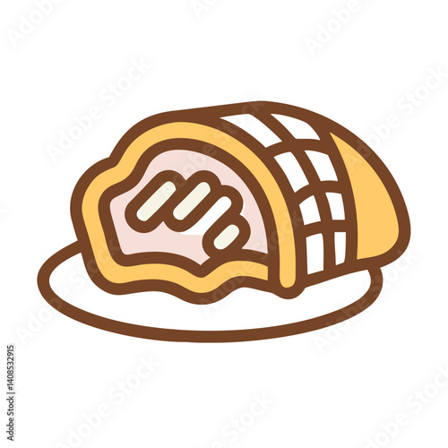 Delicious meatloaf isolated on black, food icon illustration
