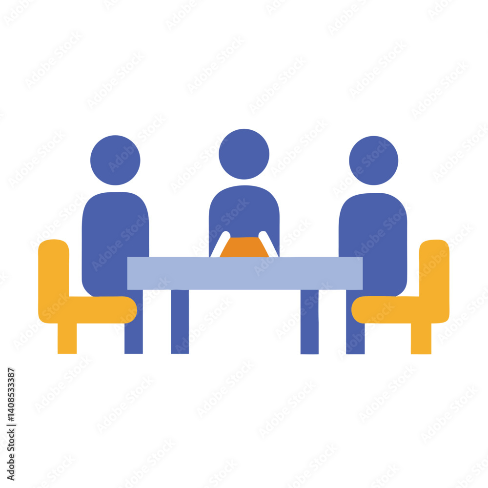 Three people discussing ideas around a conference table Three people discussing ideas around a conference table