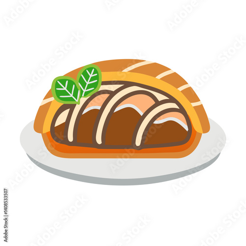 Delicious Chicken Enchilada Casserole Served on Plate Illustration