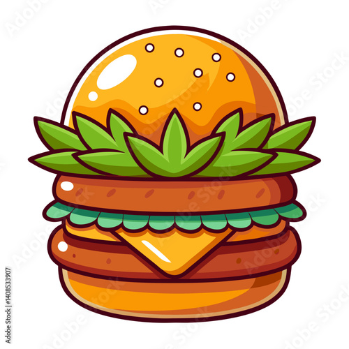 Colorful and fun vector illustration of a hamburger