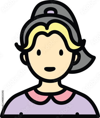 Icon single vector art people black line and color man woman pastel