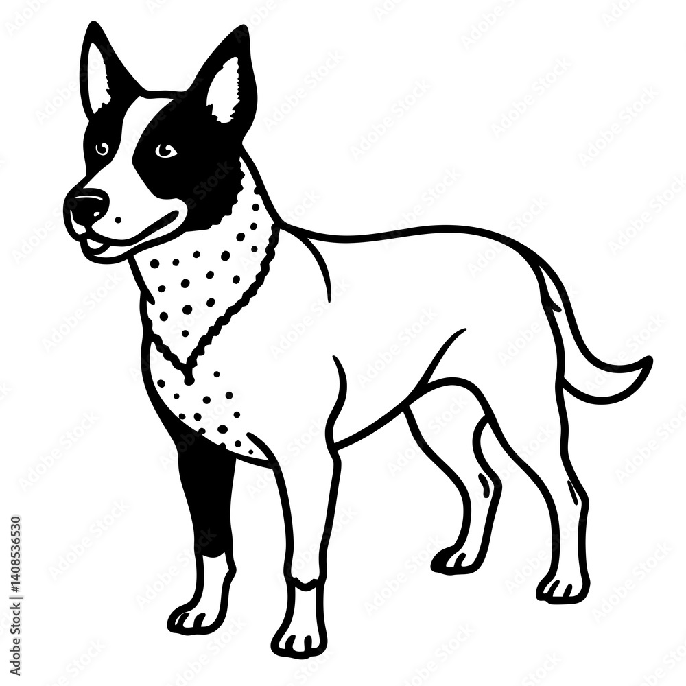 Minimal Australian Cattle Dog Vector Illustration on White Background Minimal Australian Cattle Dog Vector Illustration on White Background
