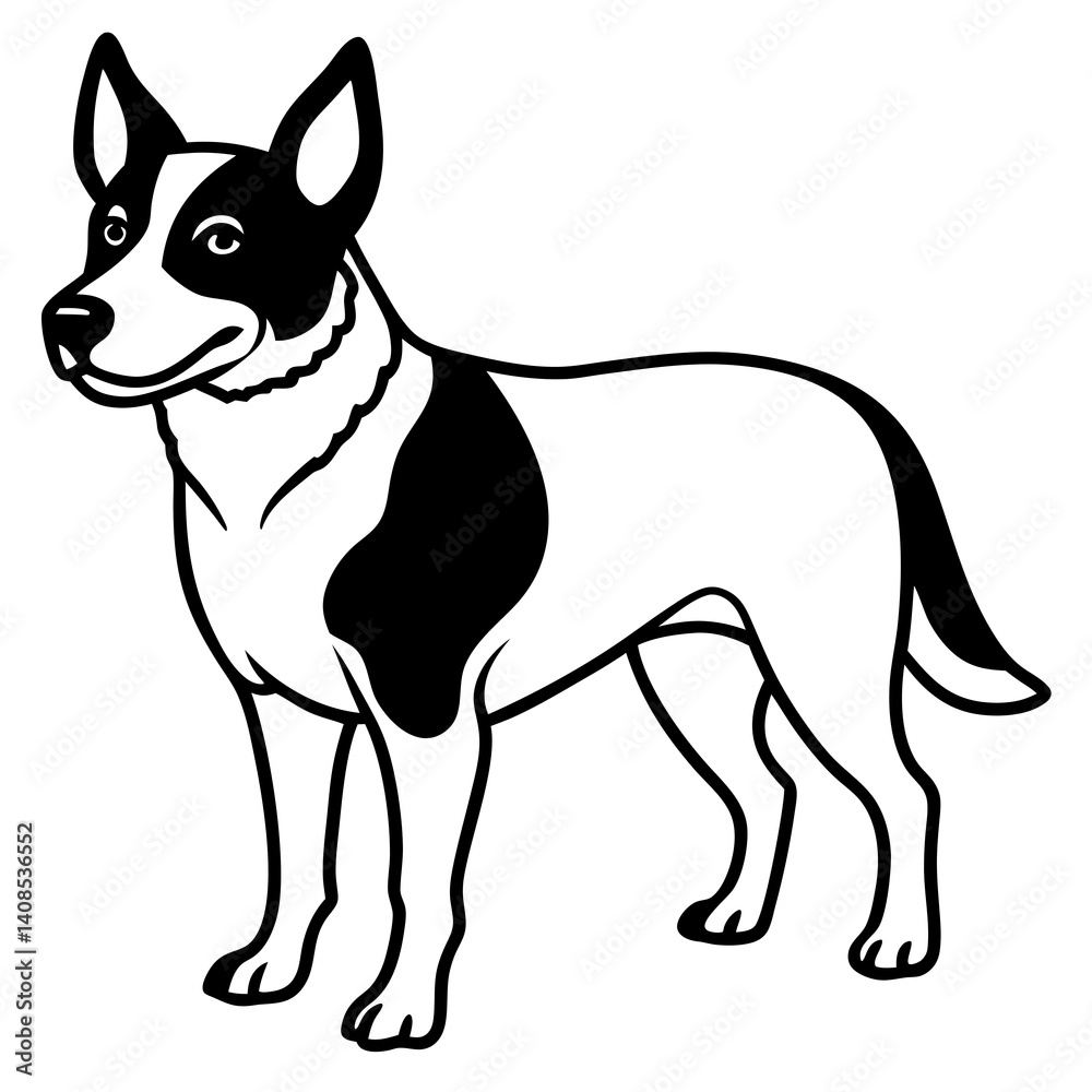 Minimal Australian Cattle Dog Vector Illustration on White Background Minimal Australian Cattle Dog Vector Illustration on White Background