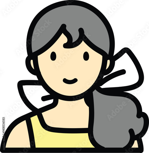 Icon single vector art people black line and color man woman pastel