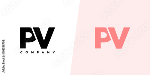 Letter P and V, PV logo design template. Minimal monogram initial based logotype.
