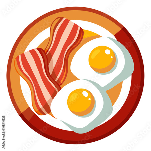 Classic bacon and eggs breakfast meal on plate