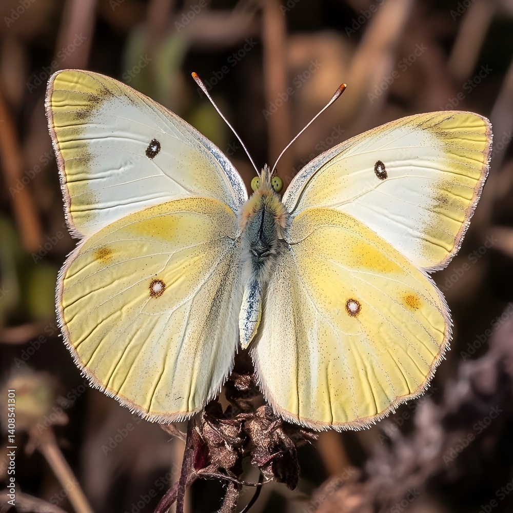 Fototapeta premium Pale Yellow Butterfly Closeup Nature Photography
