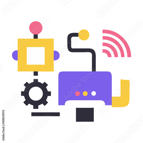 Abstract illustration of robotics and AI control systems  