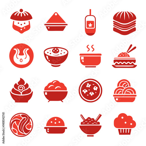 Asian food, Chinese, Korean and Japanese cuisine icons