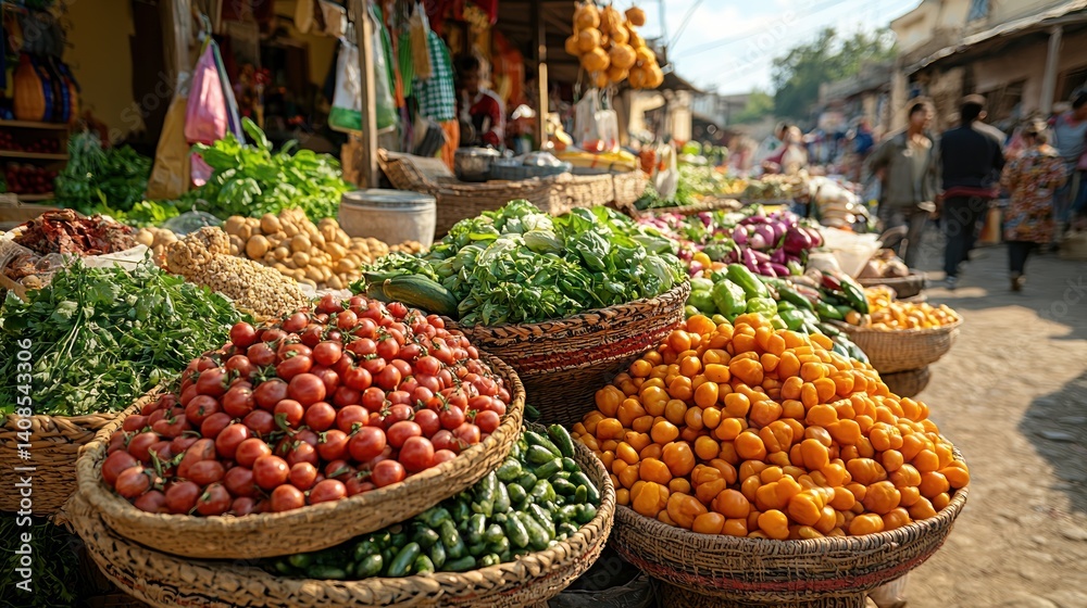 Obraz premium Vibrant Asian Market: A Colorful Display of Fresh Produce