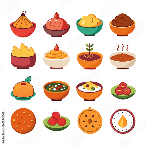 Collection of vibrant global desserts and sweets vector art