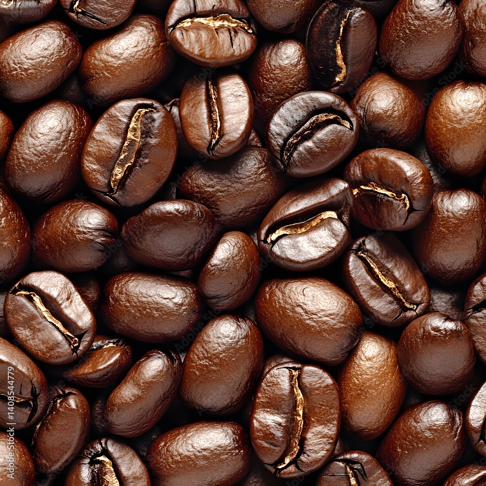 Fototapeta premium Roasted Coffee Beans Background Texture Rich Brown