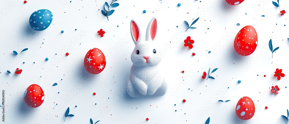 Festive easter design with eggs, bunny, and flowers. Festive easter design with eggs, bunny, and flowers.