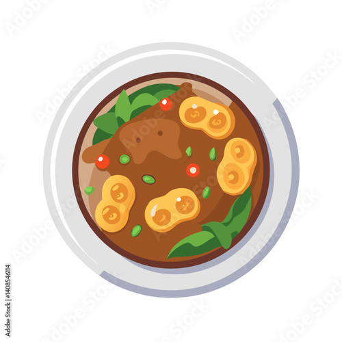 Delicious Asian Adobo Dish in Bowl Illustration Style