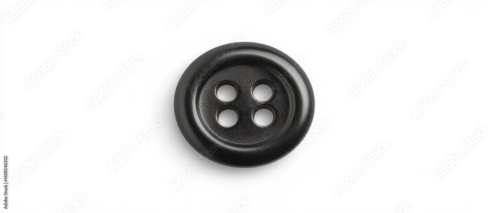 Black four-hole button on a white background. Black four-hole button on a white background.