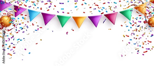 Colorful party decorations with confetti. photo
