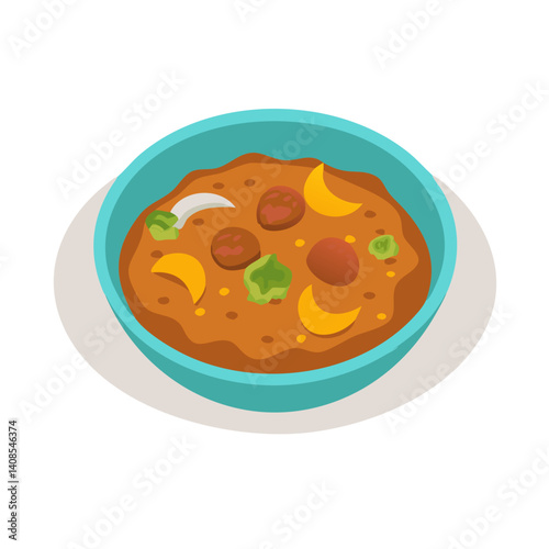Bowl of hearty stew with meat and vegetables