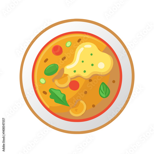 Delicious Tom Kha Gai Soup in Bowl illustration